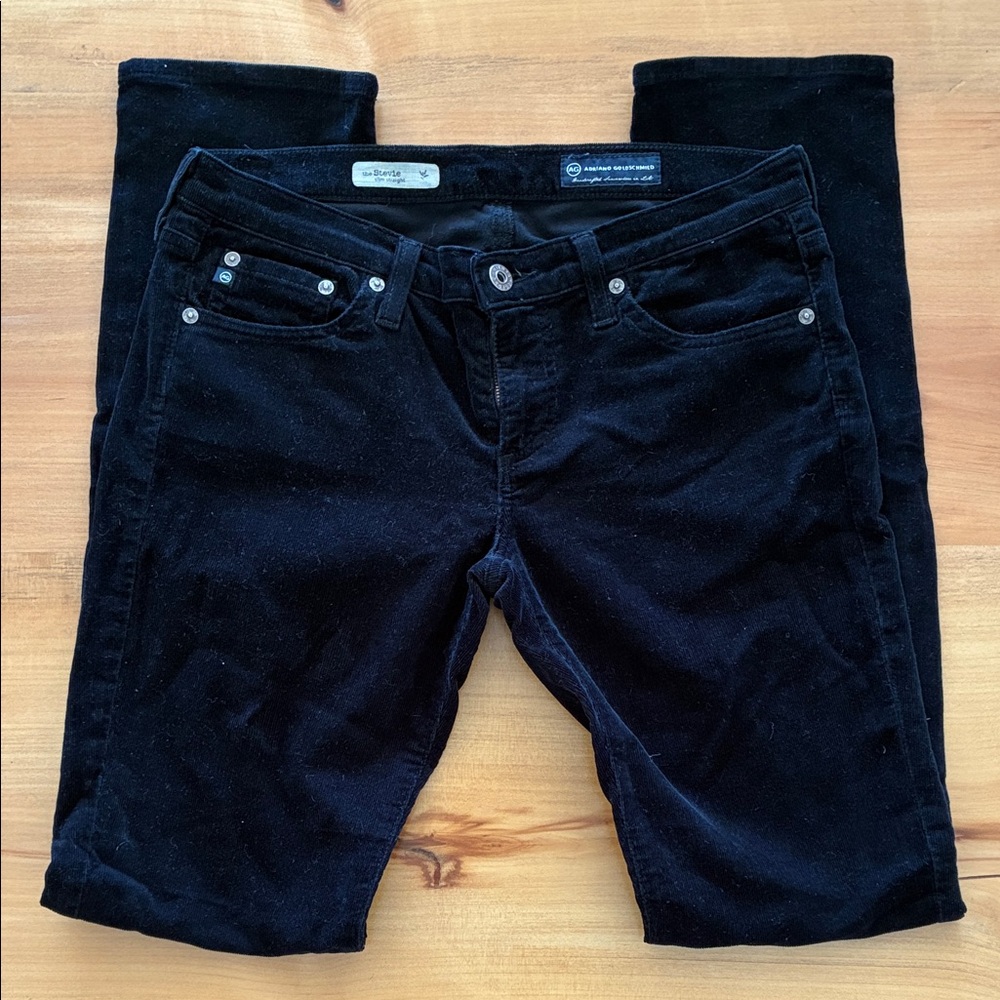 AG Adriano Goldschmied The Stevie Slim Straight Black Corduroys